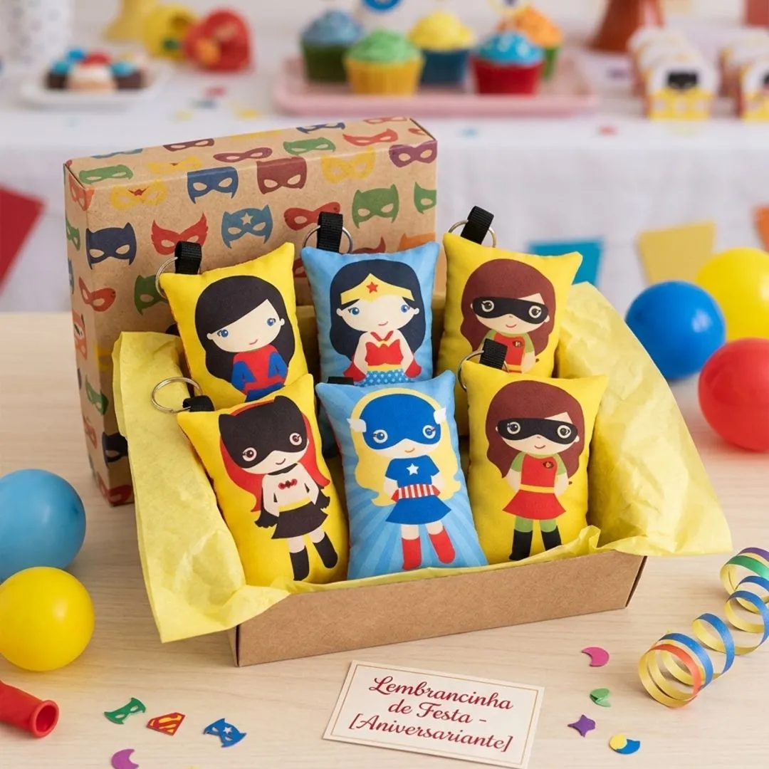 Chaveiro Almofadinha Super-Heroínas Personalizado | Lembrancinha Infantil - foto 4