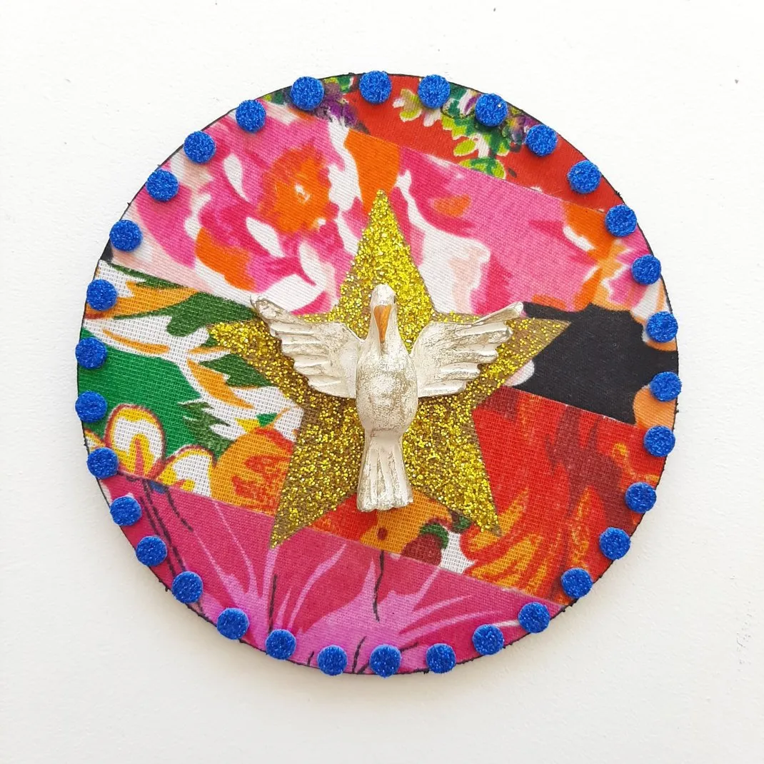 Quadrinho de Chita Divino - artesanato de Estudio Bananeira