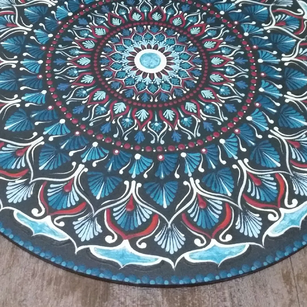Mandala Decorativa em MDF 35 cm Pintada à Mão – Azul - foto 2
