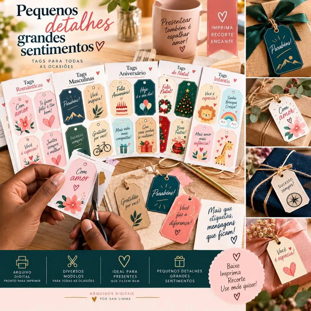 Kit Tags diversas - artesanato feito à mão por Arquivos Digitais