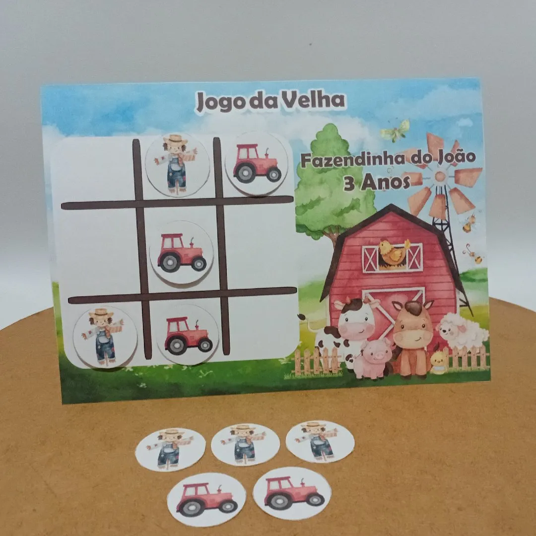 lembrancinhas Jogo da Velha Personalizado Tema Fazendinha menino