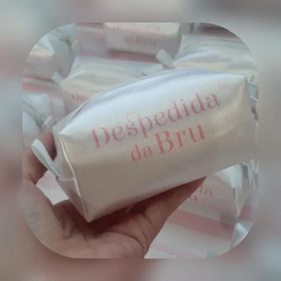 Necessaire Mini Box - Branco e Rosê - artesanato feito à mão por Innovare Studio