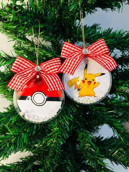 Bolinha de Natal Pokemon, Pikachú, Pokebola.