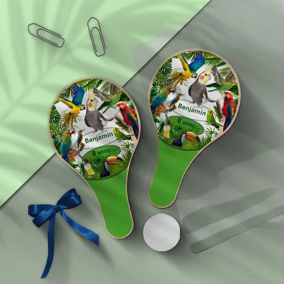 Raquete Ping Pong - Aves Personalizada - feito à mão por Mi Papelaria Criativa
