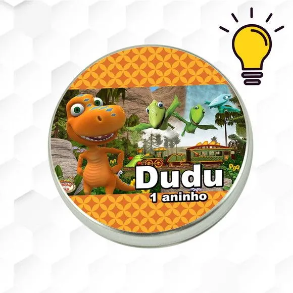Latinha Metalizada Dinossauro Baby Personalizada - feito à mão por Mi Papelaria Criativa