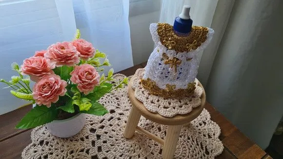Capa para Adoçante Vestidinho Cinderela Dourado com Branco - foto 5
