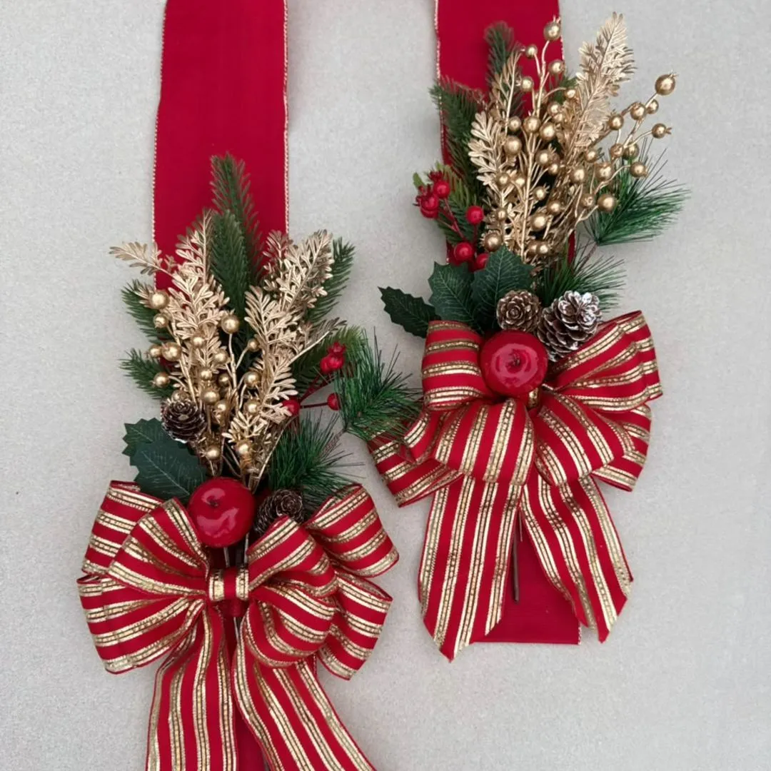 Escapulário de Porta em Festão para Natal - artesanato feito à mão por edeatelier