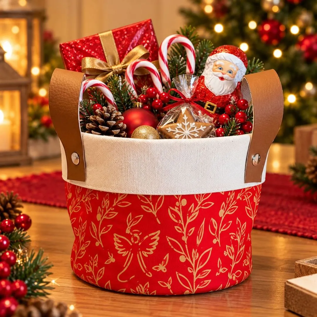 Cesto de Natal e Ocasiões - Lona e Tecido 100% Algodão - Lembrancinha e Brindes - foto 8