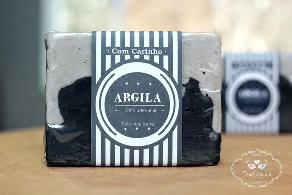 Sabonete Artesanal Hidratante Argila Negra - artesanato feito à mão por Juliana Biz - casa e bem estar