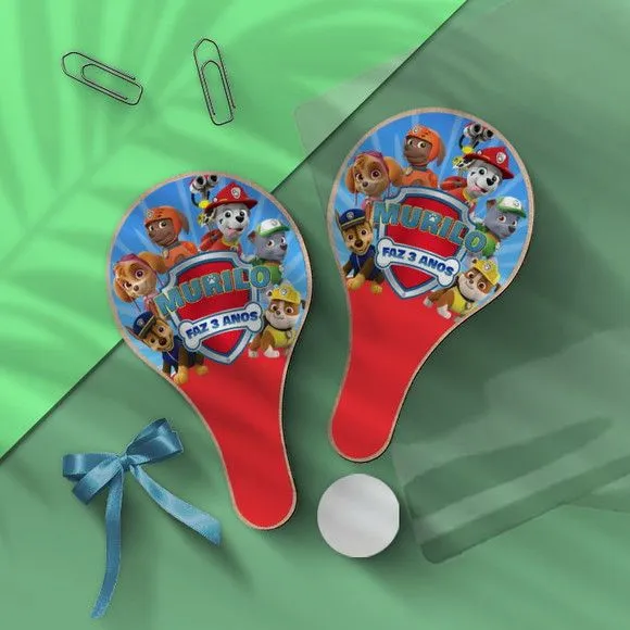 Raquete Ping Pong - Patrulha Canina - feito à mão por Mi Papelaria Criativa