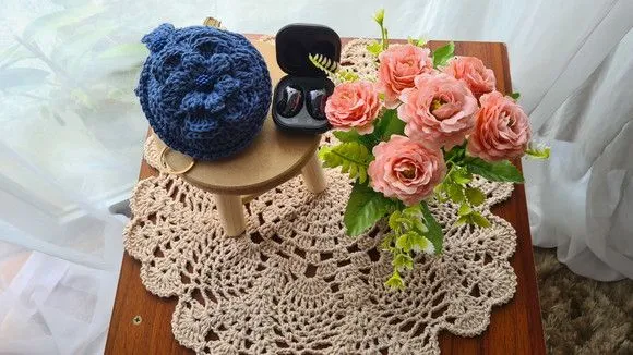 Case em Crochê para Fone de Ouvidos Azul Náutico - foto 3
