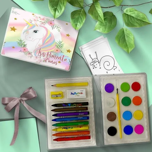 Estojo de Pintura 24pç - Unicórnio Personalizado - artesanato de Mi Papelaria Criativa