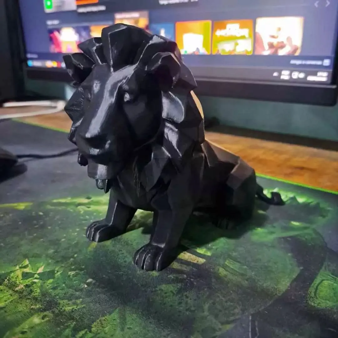 Leão Geométrico Low Poly 20cm - Estátua Decorativa de Mesa Escritório Setup Impressão 3D - foto 2