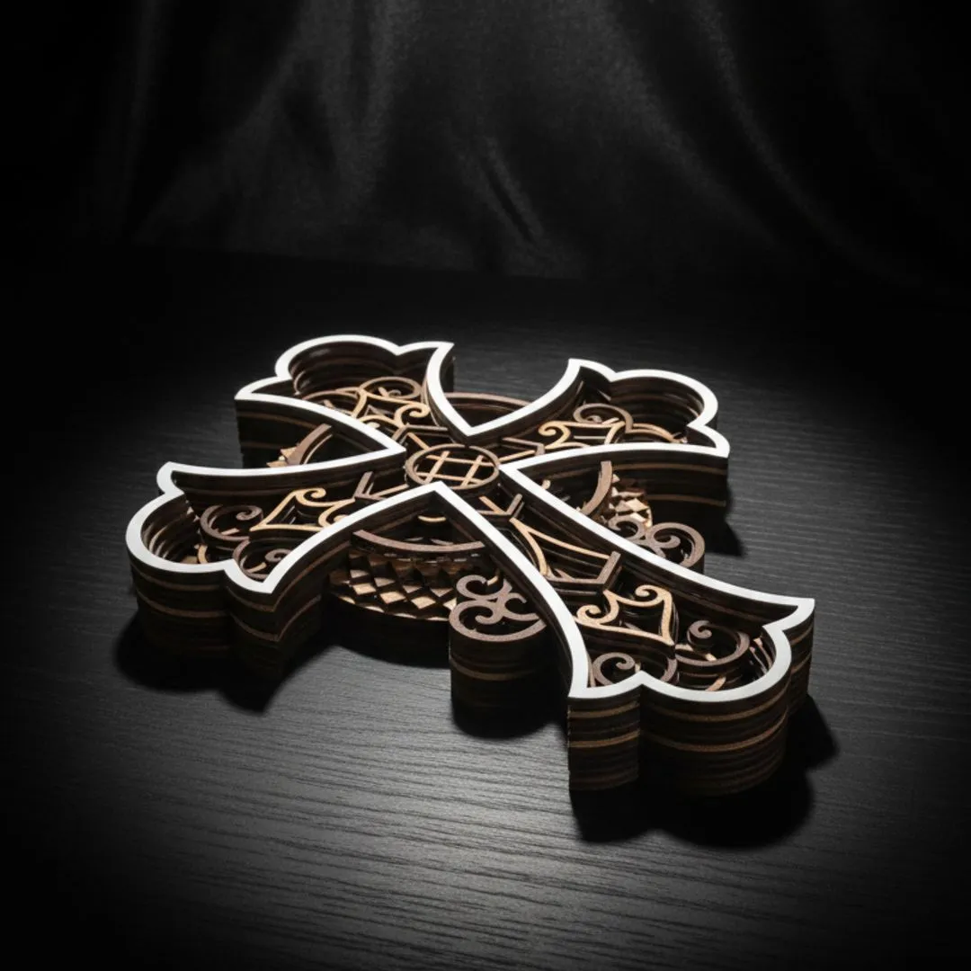 Cruz Decorativa Artesanal em MDF – Corte a Laser – 20 x 16 cm - foto 4