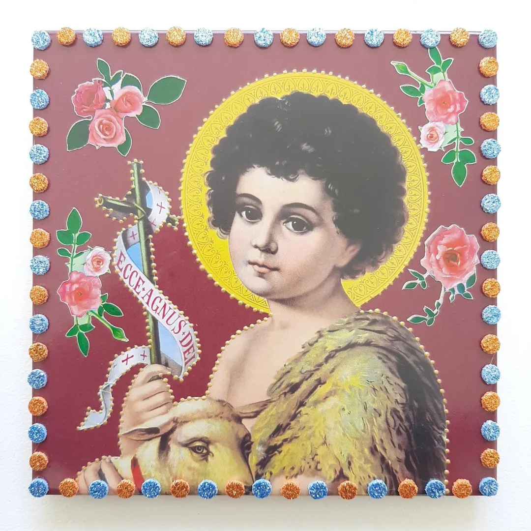 Quadrinho de Azulejo São João Criança - artesanato de Estudio Bananeira