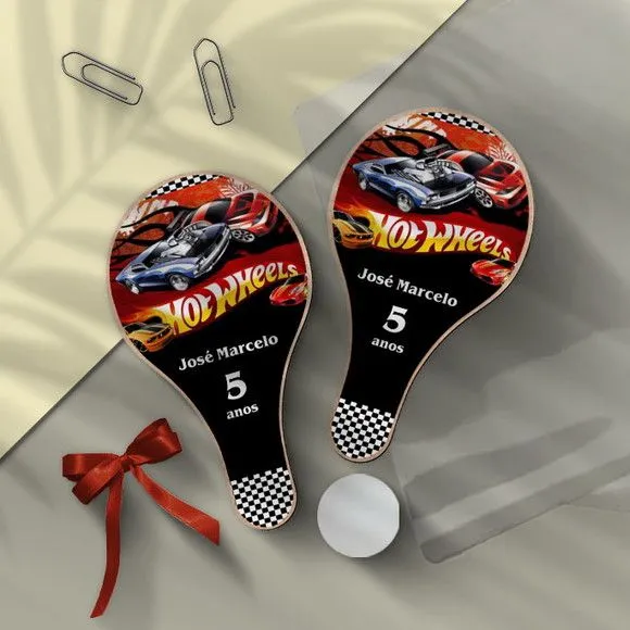 Raquete Ping Pong - Hotwheels Personalizada - feito à mão por Mi Papelaria Criativa