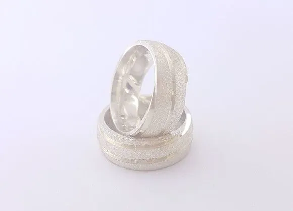 Par Alianças Prata 950 Namoro 8mm + Anel Compromisso - artesanato feito à mão por TM JOIAS