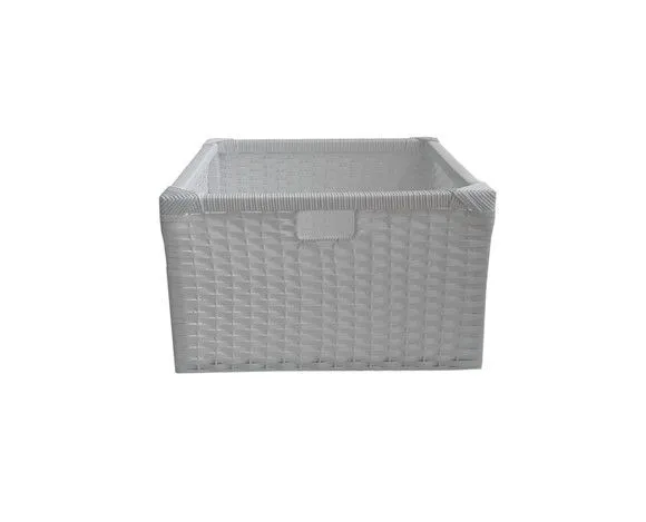 Cesto Gaveta Vime Sintético Branco 40x28x35 - artesanato de Mundo Urbano