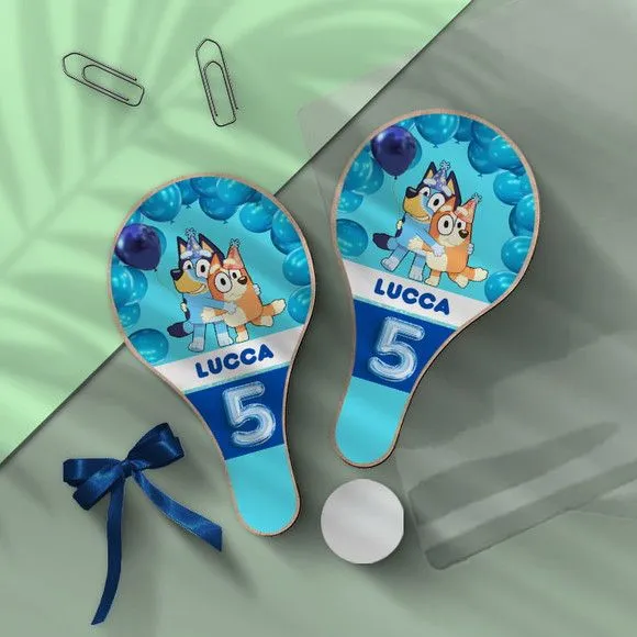 Raquete Ping Pong - Bluey Personalizada - feito à mão por Mi Papelaria Criativa