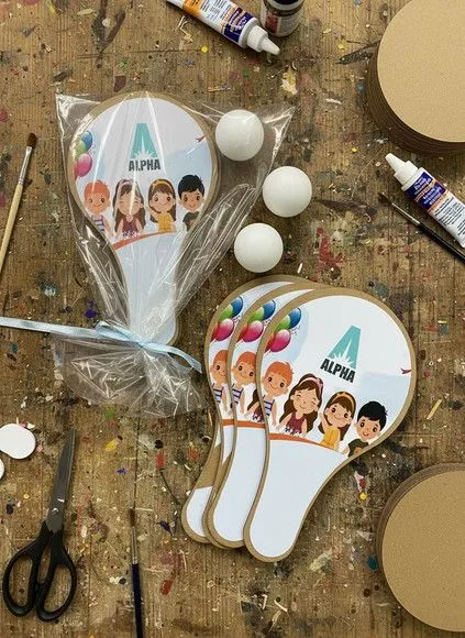 Raquete Ping Pong - Dia das Crianças Personalizado - feito à mão por Mi Papelaria Criativa