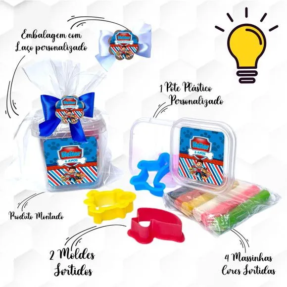 Massinha no Pote com Cortadores Patrulha Canina Personalizad - feito à mão por Mi Papelaria Criativa