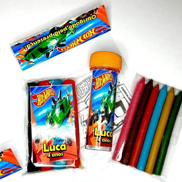 Kit Massinha + Giz + Bolha Hotwheels Personalizado - artesanato feito à mão por Mi Papelaria Criativa