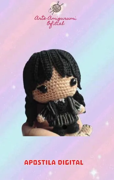 Receita Wandinha Mini Amigurimi - feito à mão por Arte Amigurumi Oficial