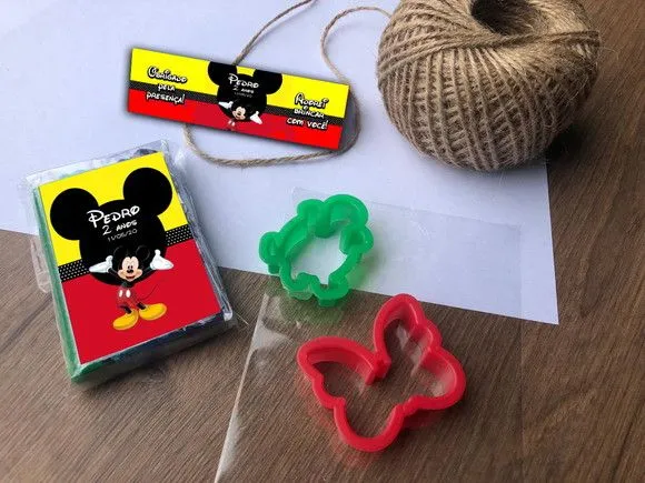 Massinha Modelar Mickey Personalizada - feito à mão por Mi Papelaria Criativa