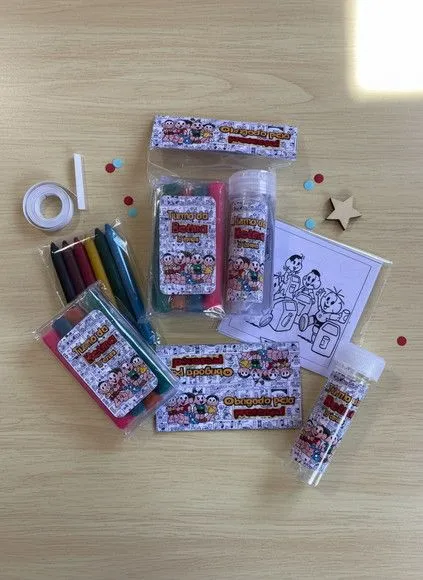 Kit Massinha + Giz + Bolha - Turma da Monica Personalizado - artesanato feito à mão por Mi Papelaria Criativa