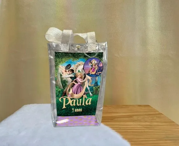 Sacola Transparente Enrolados Personalizado - artesanato de Artmanha Lembrancinhas