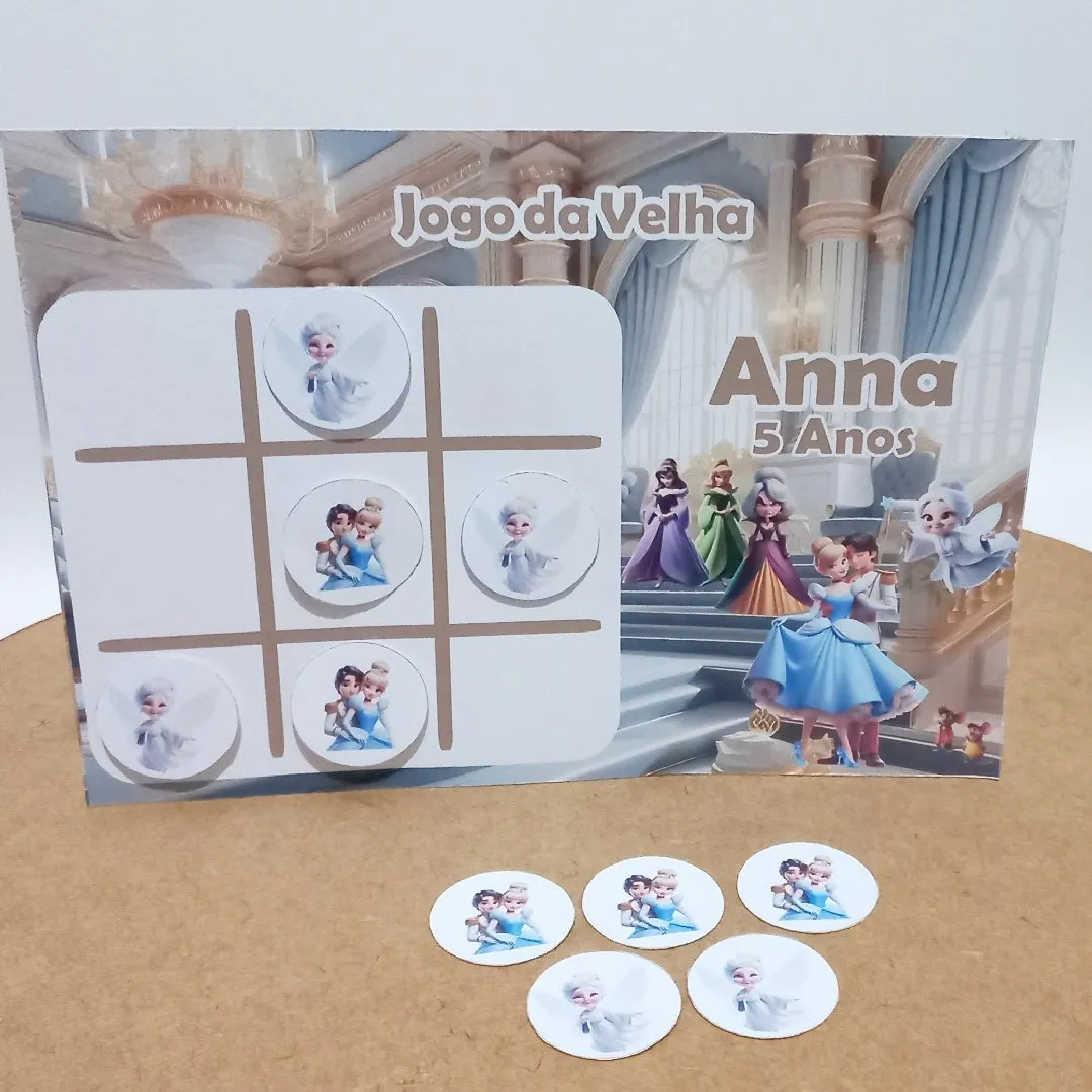 Lembrancinha jogo da velha personalizado tema Cinderela - artesanato de Ed  Silva Papelaria de Festa Infantil