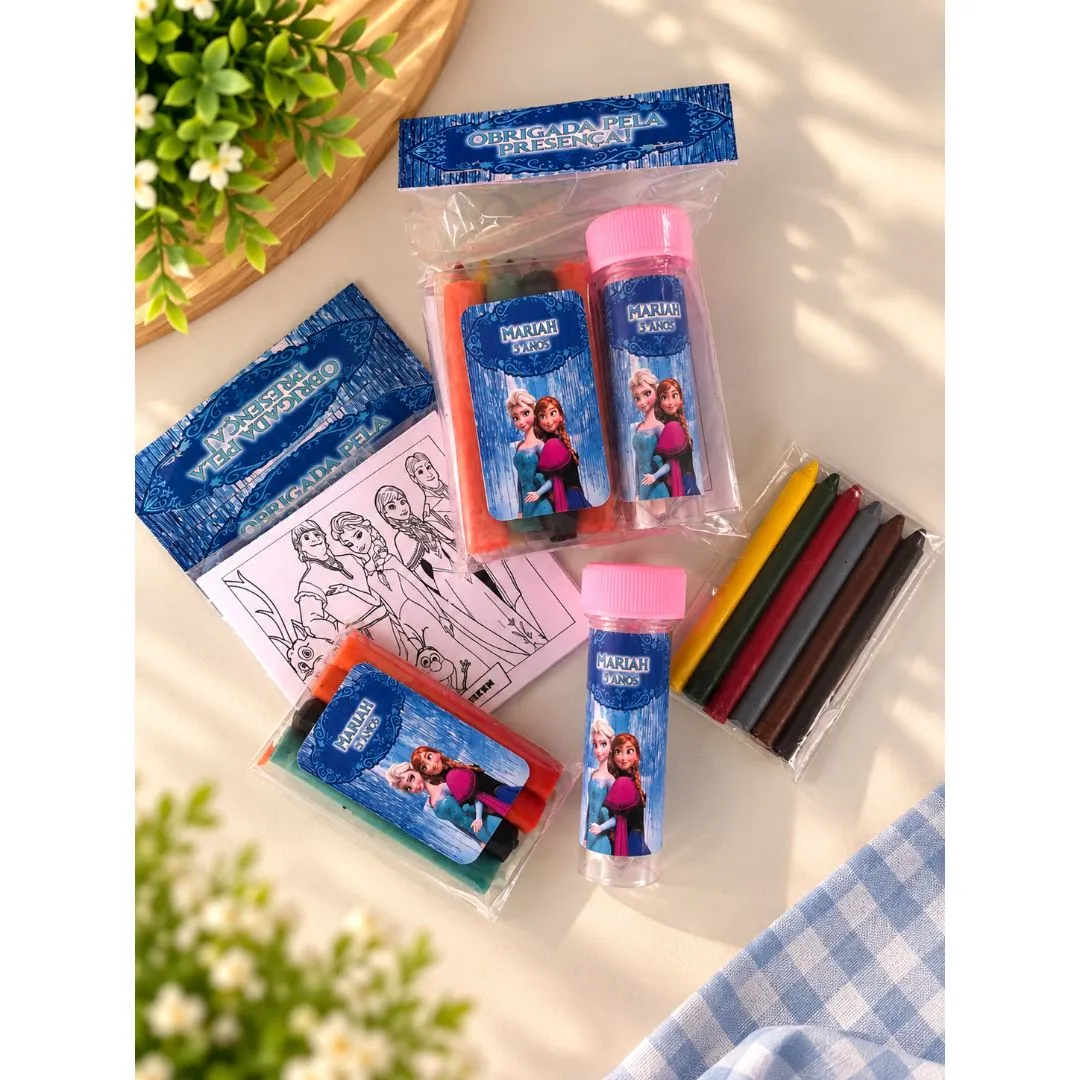Kit Massinha + Giz + Bolha Frozen Personalizado - artesanato de Artmanha Lembrancinhas