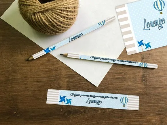Lápis Baloeiro Personalizado - feito à mão por Mi Papelaria Criativa