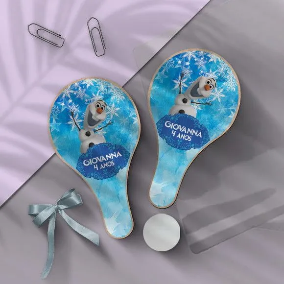 Raquete Ping Pong - Olaf - feito à mão por Mi Papelaria Criativa