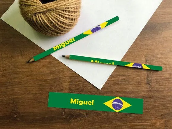 Lápis Brasil Personalizado - feito à mão por Mi Papelaria Criativa