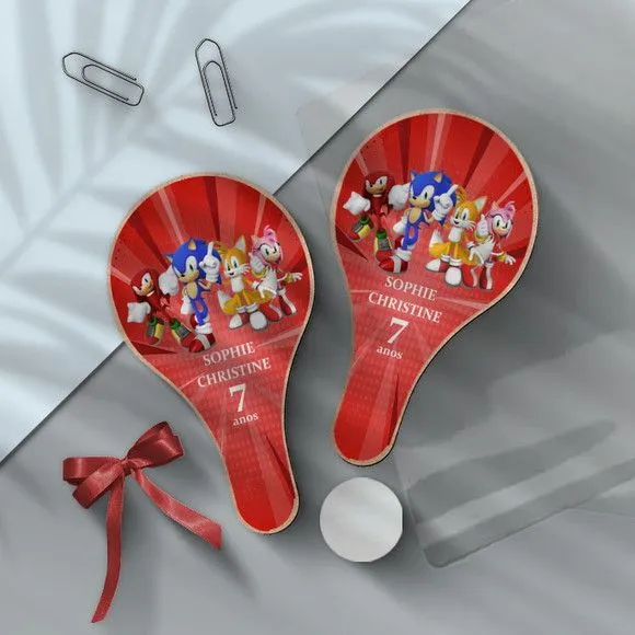 Raquete Ping Pong - Sonic Personalizada - feito à mão por Mi Papelaria Criativa