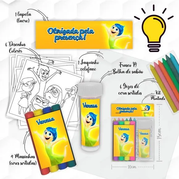 Kit Massinha + Giz + Bolha Divertidamente Personalizado - feito à mão por Mi Papelaria Criativa