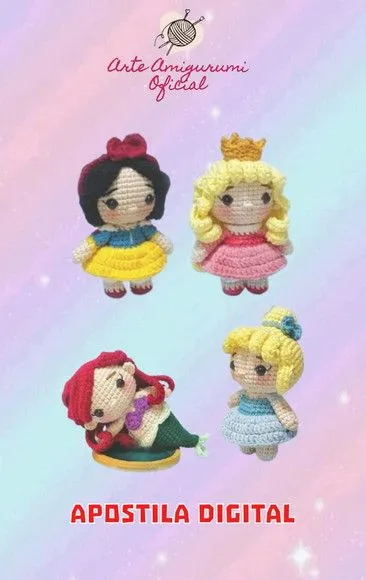 Receita Princesas Disney Combo Amigurumi - feito à mão por Arte Amigurumi Oficial