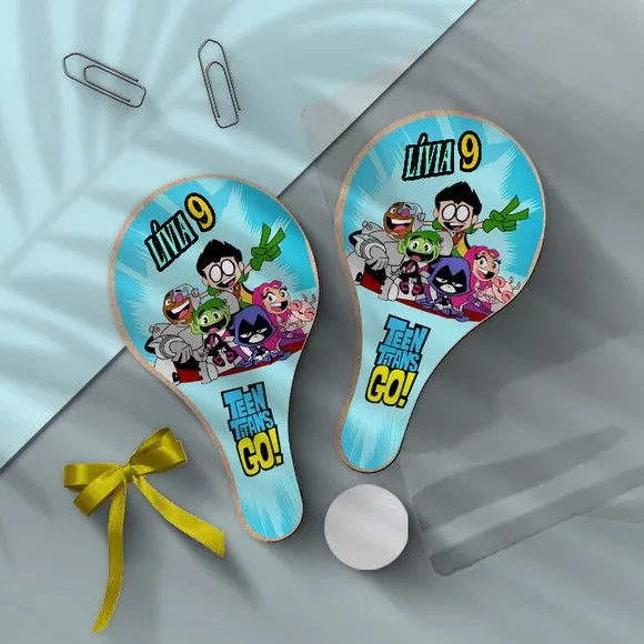 Raquete Ping Pong - Jovens Titãs Personalizada - feito à mão por Mi Papelaria Criativa