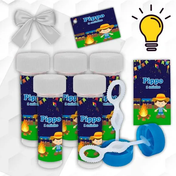 Bolinha de Sabão Arraiá Personalizada - artesanato feito à mão por Mi Papelaria Criativa
