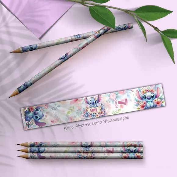 Lápis - Stitch Personalizado - feito à mão por Mi Papelaria Criativa