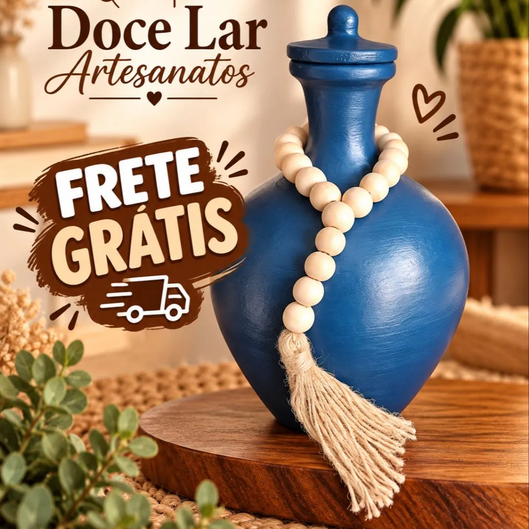 Moringa Botija de Cerâmica Decorativa Artesanal - artesanato feito à mão por Doce Lar Artesanatos