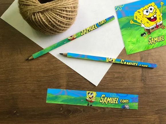 Lápis Bob Esponja Personalizado - feito à mão por Mi Papelaria Criativa
