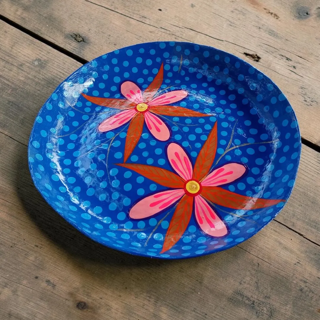 Prato Decorativo Floral Azul – Frantz Handmade - foto 2