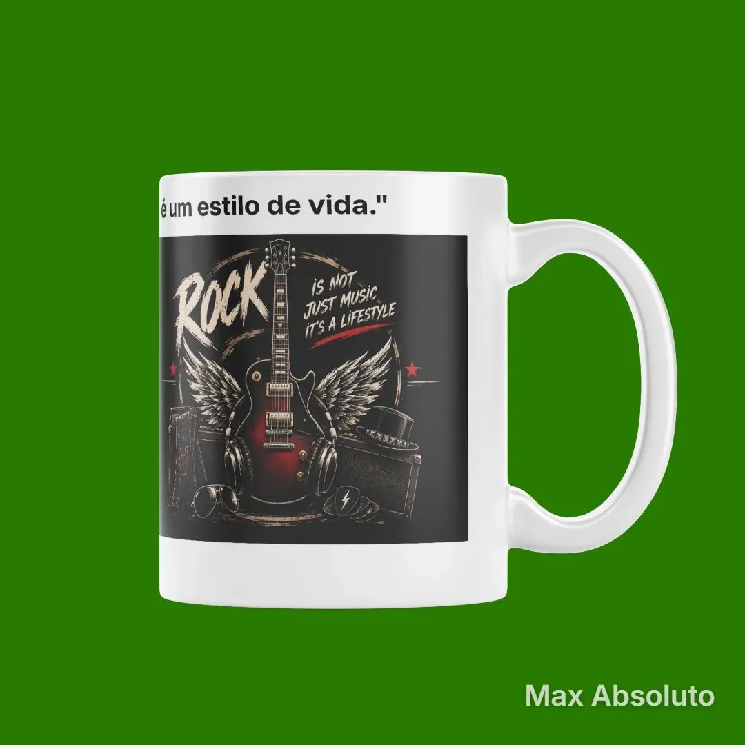 Caneca Guitarra Alada Estampa Rock Vintage 325ml - artesanato de Max Absoluto