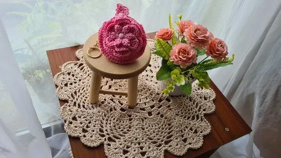 Case em Crochê para Fone de Ouvidos Rosa - foto 4