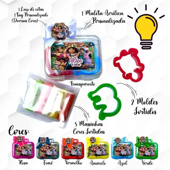 Mini Maleta com Massinhas Encanto Personalizada - feito à mão por Mi Papelaria Criativa