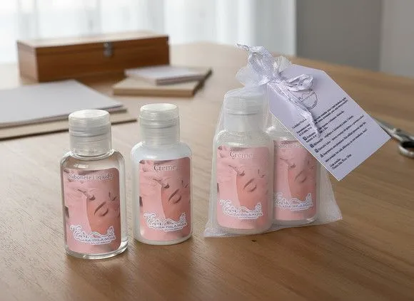 Kit Alcool Gél + Creme - Outubro Rosa - artesanato feito à mão por Mi Papelaria Criativa