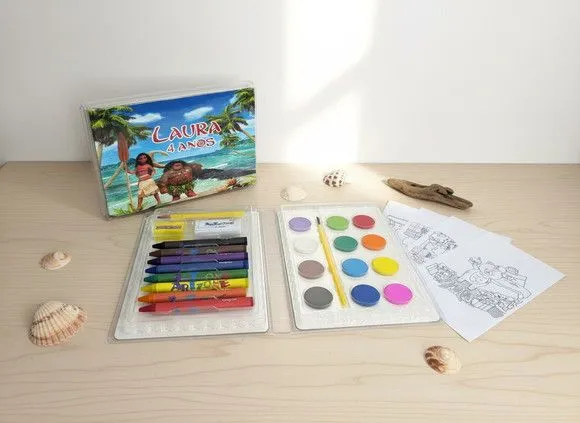 Estojo de Pintura - Moana Personalizado - artesanato feito à mão por Mi Papelaria Criativa