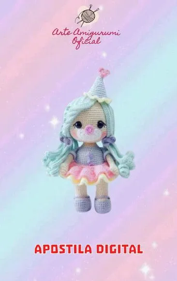 Receita Palhaça Circo Amigurumi - artesanato feito à mão por Arte Amigurumi Oficial